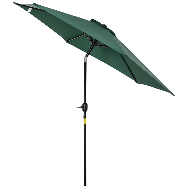 Outsunny 2.7M Tilting Parasol Sun Parasol Outdoor Garden Umbrellas Sun Shade Aluminium Frame with Crank（Green）