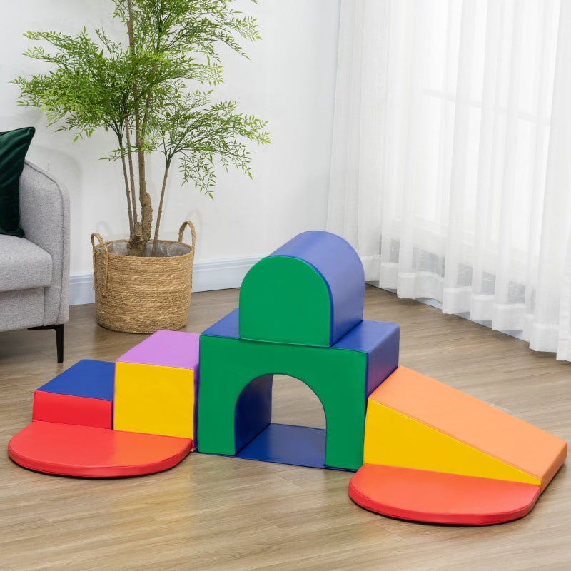 HOMCOM 7-piece Soft Play, Climb and Crawl Foam, Toddler Stairs and Ramp, Colourful Kids' Educational Software, Activity Toys for Baby Preschooler