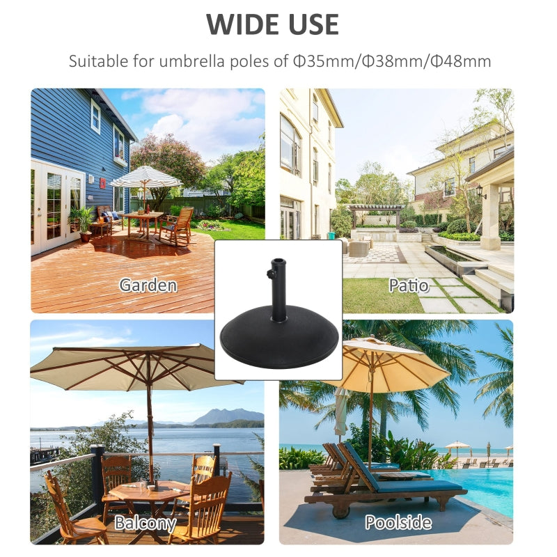 Outsunny 25kgs Round Umbrella Base Concrete Parasol Weight Stand Patio Outdoor Black Dia 50cm