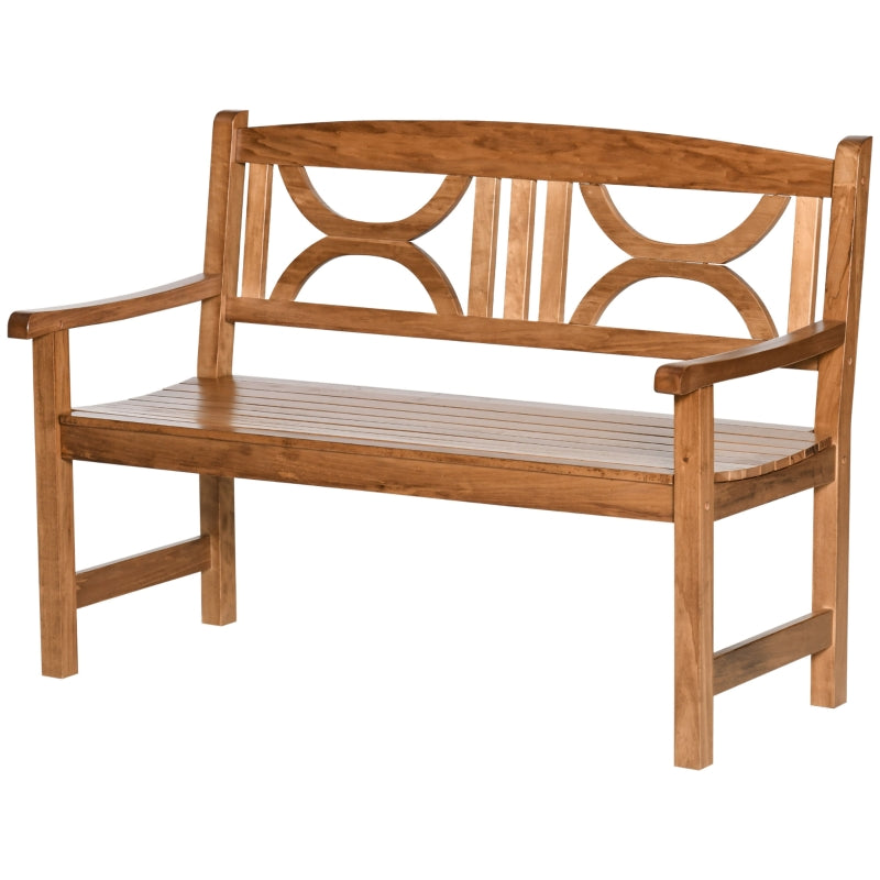 Outsunny 2-Seater Chair, Wooden Garden Bench, Outdoor Patio Loveseat for Yard, Lawn, Porch, Natural