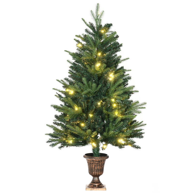 HOMCOM 1.2m Prelit Christmas Tree Artificial Tree Spruce Tree, Plastic Stand-Green