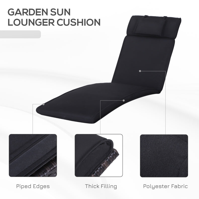 Outsunny Garden Sun Lounger Chair Cushion Reclining Relaxer Indoor Outdoor