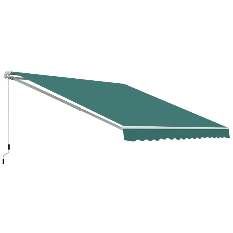 Outsunny 3.5 x 2.5 m Garden Patio Manual Awning Canopy Sun Shade Shelter with Winding Handle - Green