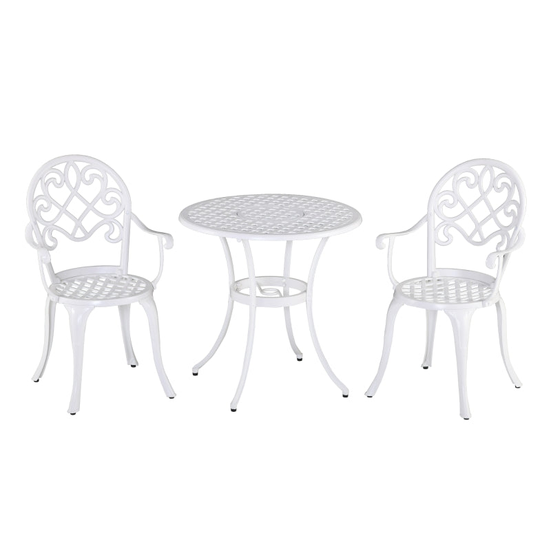 Outsunny 3PCs Garden Table Set Bistro Set Round Table and 2 Chairs for Outdoor Indoor Patio Balcony Aluminium