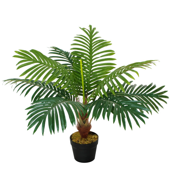 Outsunny Artificial Palm Tree Decorative Plant 8 Leaves with Nursery Pot, Fake Tropical Tree for Indoor Outdoor Décor, 60cm