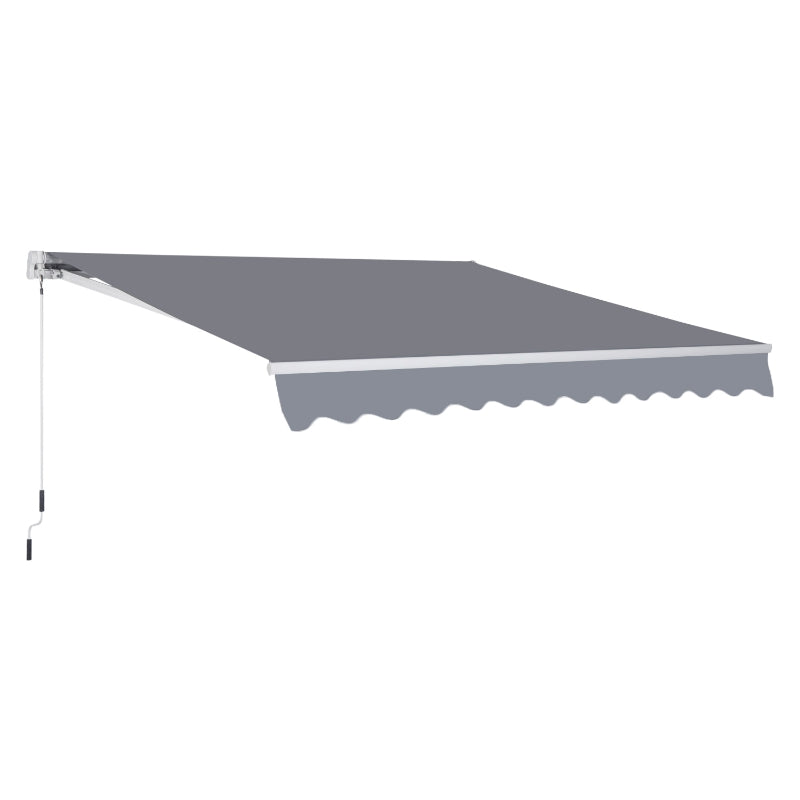 Outsunny 3 x 2.5m Garden Patio Manual Awning Retractable Canopy Sun Shade Shelter with Fittings and Crank Handle Grey