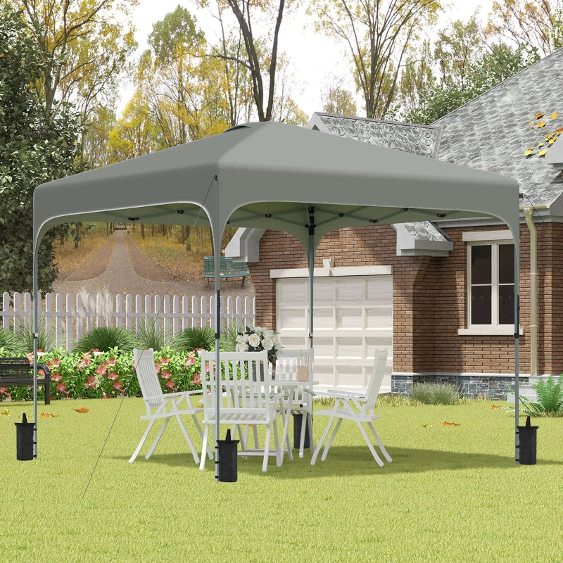 Outsunny 3 x 3 (M) Pop Up Gazebo, Foldable Canopy Tent with Carry Bag with Wheels and 4 Leg Weight Bags for Outdoor Garden Patio Party, Dark Grey