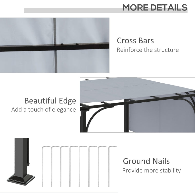 Outsunny 3 x 3(m) Garden Pergola, Outdoor Retractable Pergola Gazebo with Adjustable Canopy, Sun Shade Patio Canopy Shelter, Grey