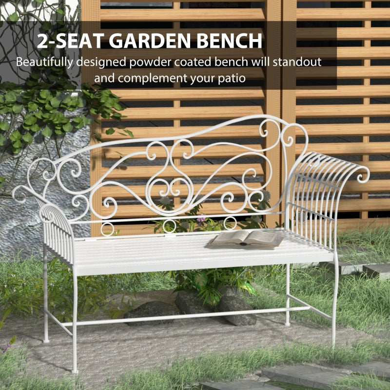 Outsunny Metal Bench-White