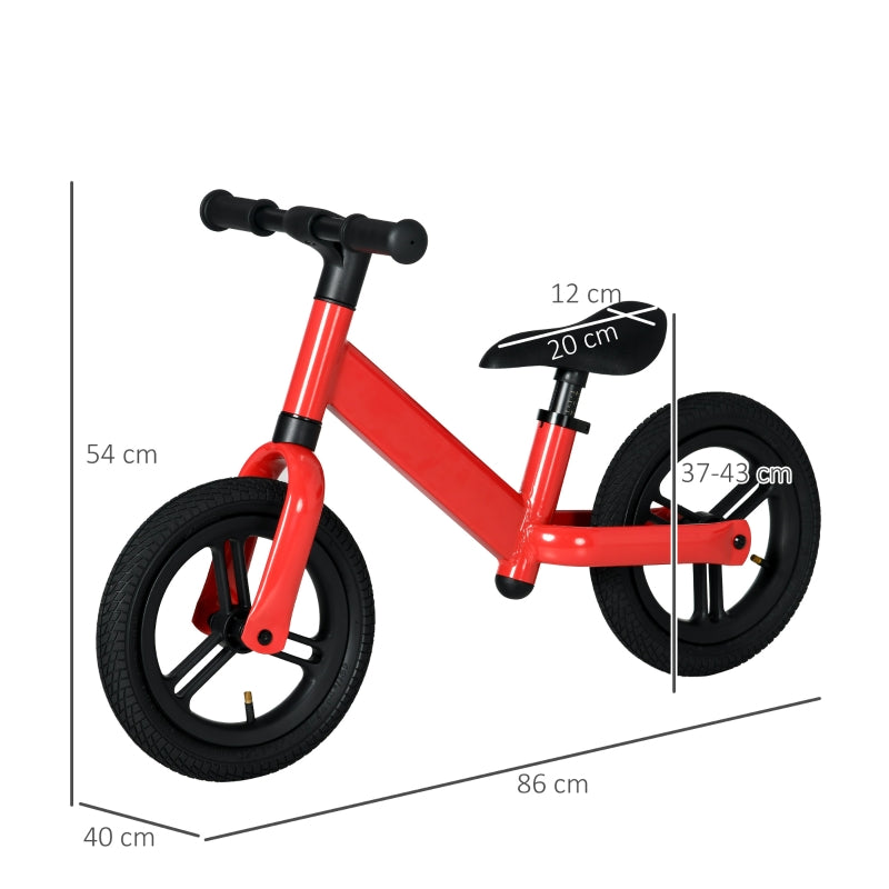 AIYAPLAY 12" Kids Balance Bike, No Pedal Training Bike for Children with Adjustable Seat, 360° Rotation Handlebars - Red