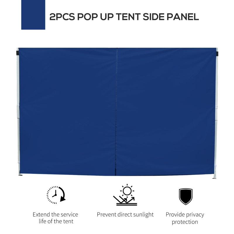 Outsunny 3m Gazebo Exchangeable Side Panel Panels W/ Window-Blue