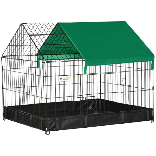 PawHut Guinea Pig Cage, Small Animal Habitat, Rabbit House w/ No Leaking Bottom, Safety Locking System, Top Roof