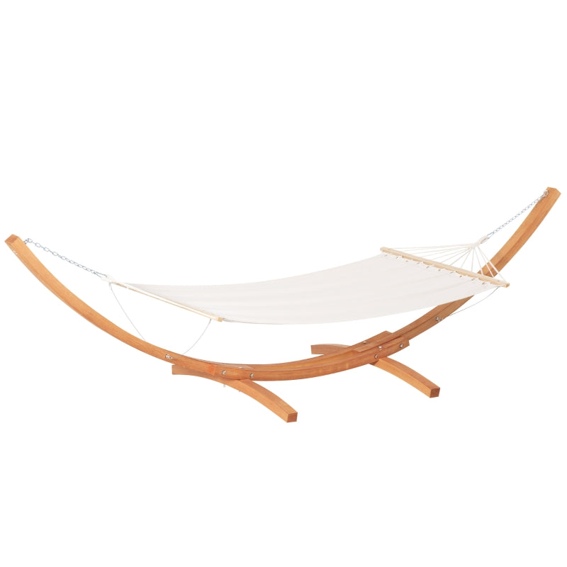 Outsunny Outdoor Garden Hammock with Wooden Stand Swing Hanging Bed for Patio White