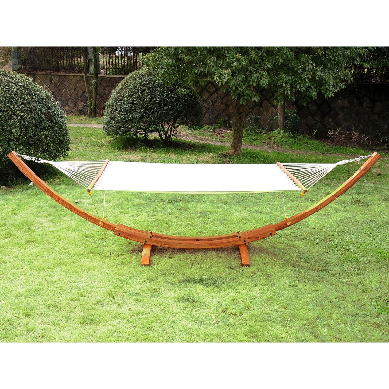 Outsunny Wooden Double Hammock Bed-White