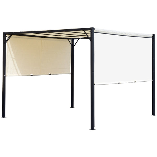 Outsunny 3 X 3 Meters Garden Metal Gazebo Party Canopy Outdoor Tent Sun Shelter Removable & Adjustable Cover Canopy Cream