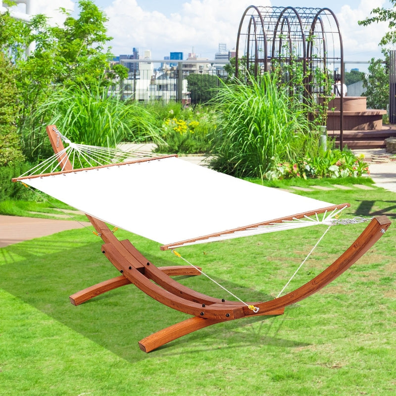 Outsunny Wooden Double Hammock Bed-White