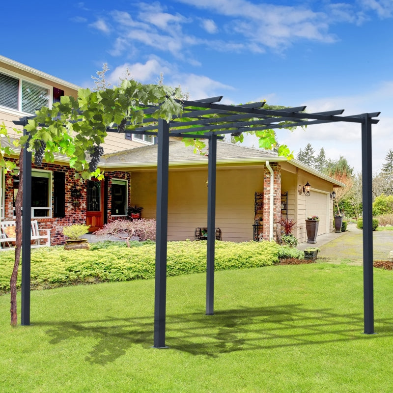 Outsunny 3 x 3 Meter Metal Pergola Gazebo Grape Trellis Climbing Plants Outdoor Sun Shelter Arbours Garden