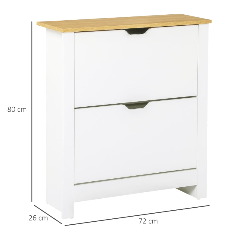 HOMCOM 12-Shoe Storage Cabinet 4 Shelves 2 Drawers 4 Protective Legs Modern Stylish Unit Hallway Bedroom Home Furniture White