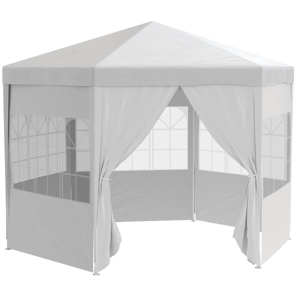 Outsunny 3.4m Gazebo Canopy Party Tent with 6 Removable Side Walls for Outdoor Event with Windows and Doors, White