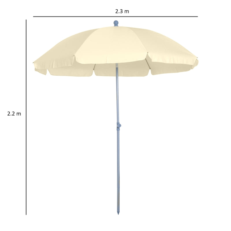 Outsunny 2.2M Tilt Beach Umbrella Parasol-Cream White