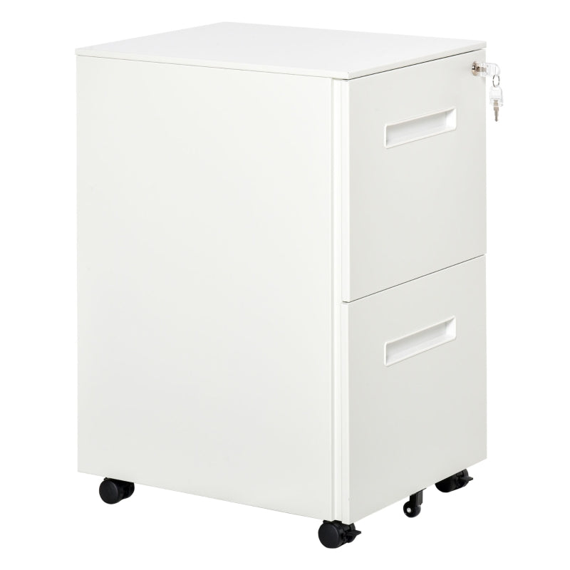 Vinsetto Mobile File Cabinet Vertical Home Office Organizer Filing Furniture with Adjustable Partition for A4 Letter Size, Lockable White