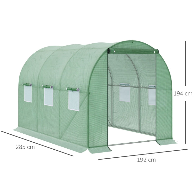 Outsunny Walk in Polytunnel Outdoor Garden Greenhouse with Windows and Door (3 x 2M)