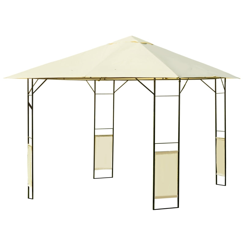 Outsunny 3 x 3 m Garden Metal Gazebo for Party and BBQ w/ Water-resistant PE Canopy Top, Cream