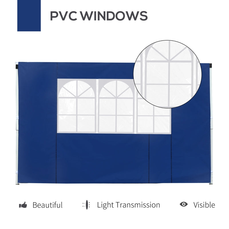 Outsunny 3m Gazebo Exchangeable Side Panel Panels W/ Window-Blue