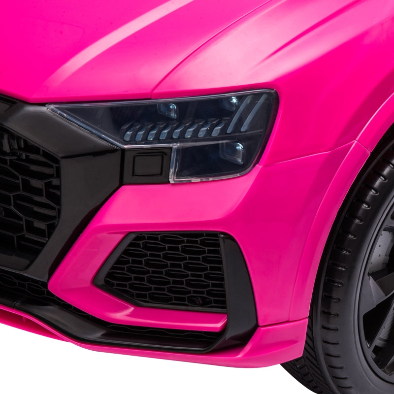 HOMCOM Compatible 6V Battery-powered Kids Electric Ride On Car Audi RS Q8 Toy with Parental Remote Control Music Lights USB MP3 Bluetooth Pink