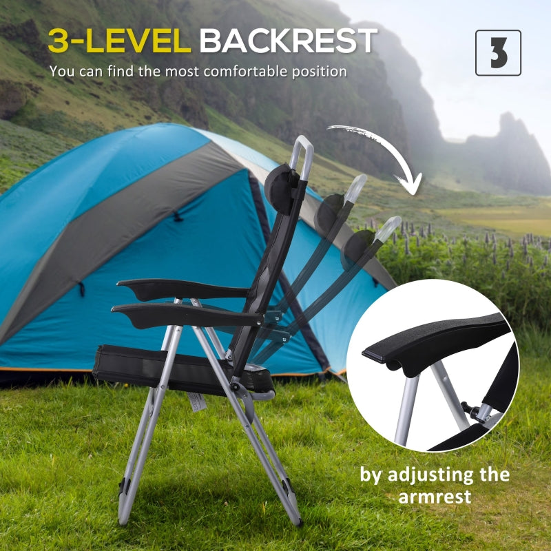 Outsunny 3 Piece Folding Camping Table and Chairs Set, Backpacking Chairs with Portable Table