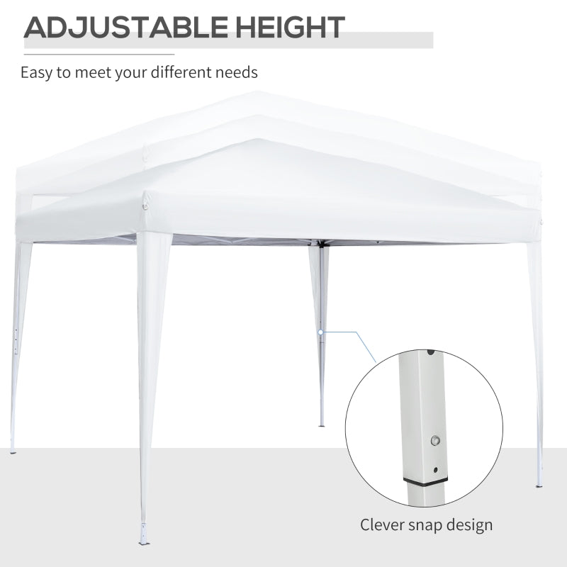 Outsunny 3mx3m Pop Up Gazebo Party Tent Canopy Marquee Waterp Resistant Free Storage Bag White