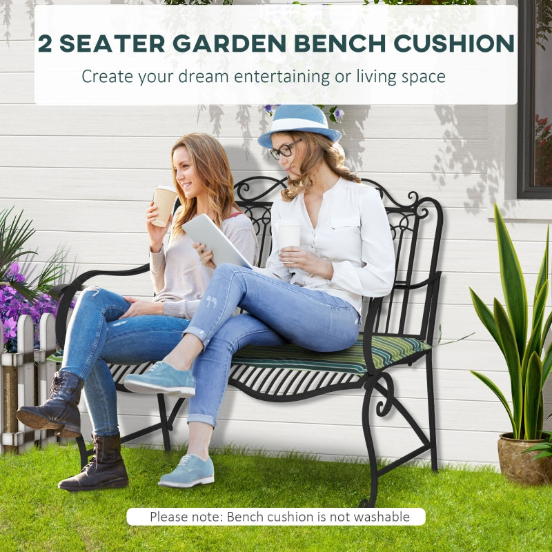 Outsunny Outdoor Cushion Pad Set for Rattan Furniture Polyester Set of 2 Seat Cushion Chair Cushion, Patio Conversation Set Cushions, Green Stripes