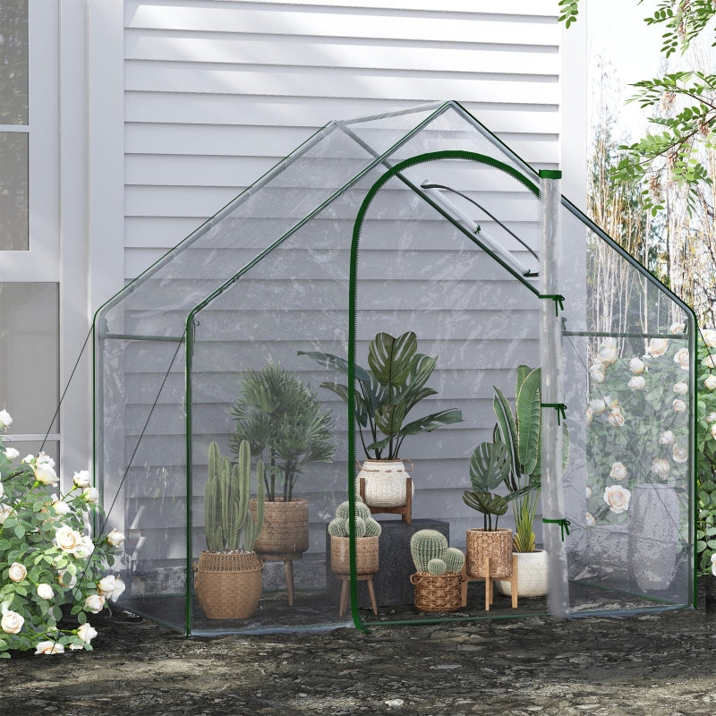 Outsunny Walk In PVC Greenhouse Garden Outdoor Flower Planter Steel Frame w/Zipped Door 180 x 100 x 168CM