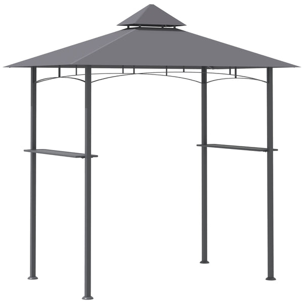 Outsunny 2.5M (8ft) New Double-Tier BBQ Gazebo Grill Canopy Barbecue Tent Shelter Patio Deck Cover - Grey