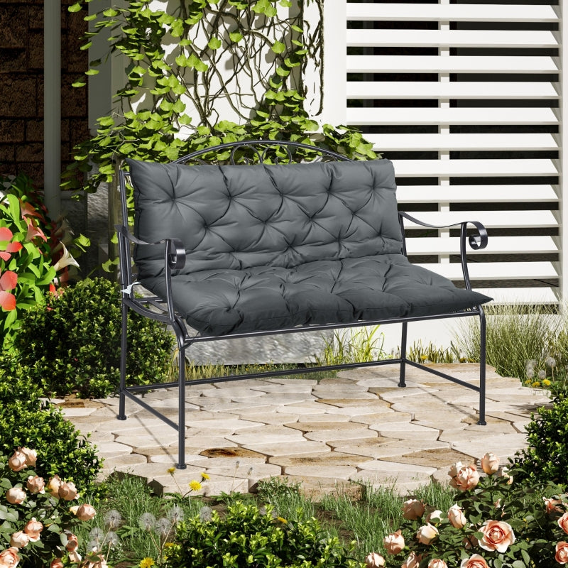 Outsunny Garden Bench Cushion, 2 Seater Swing Chair Cushion, Seat Pad with Ties for Indoor and Outdoor Use, 110 x 120 cm, Dark Grey