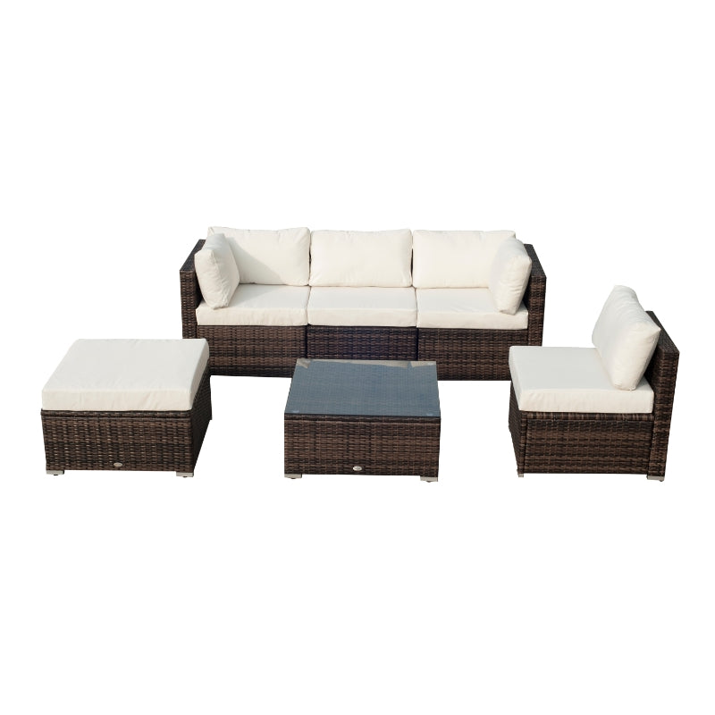 Outsunny 5-Seater Rattan Furniture Set- Brown/Milk White