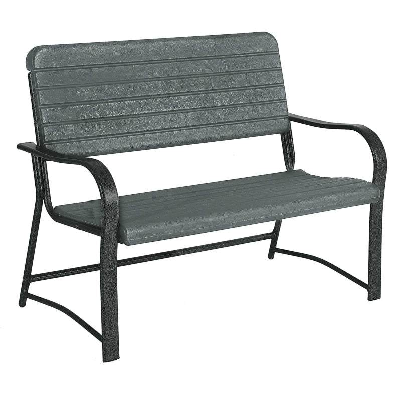 Outsunny 2 Seater Garden Bench Double Chair Outdoor Love Chair Patio Furniture. - Dark Green