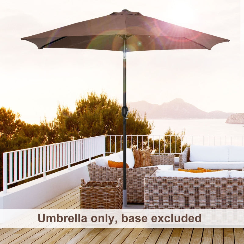 Outsunny 2.7M Parasol Patio Tilt Umbrella Sun Umbrella Outdoor Garden Sunshade Aluminium Frame with Crank, Coffee