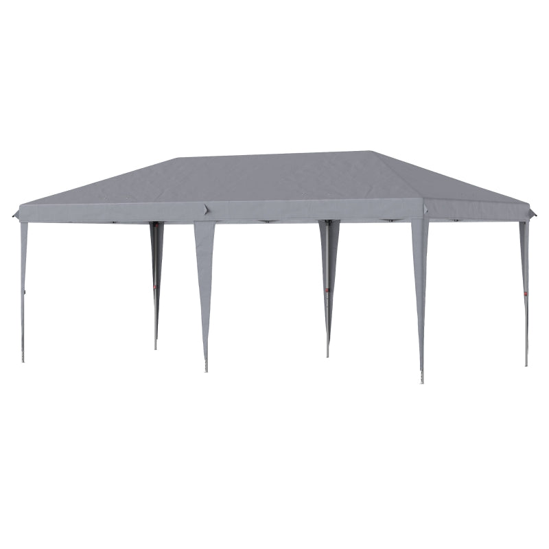 Outsunny 3 x 6 m Pop Up Gazebo, Foldable Canopy Tent, Height Adjustable Wedding Awning Canopy w/ Carrying Bag, Grey