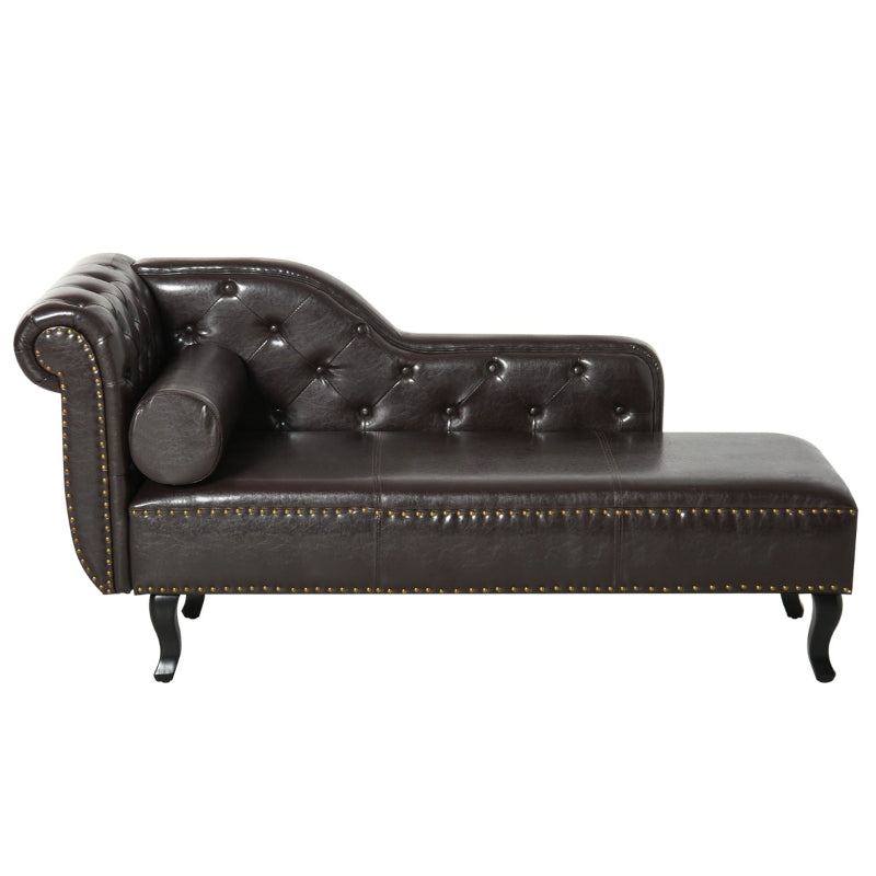 Homcom Vintage Style PU Leather Chaise Lounge-Dark Brown