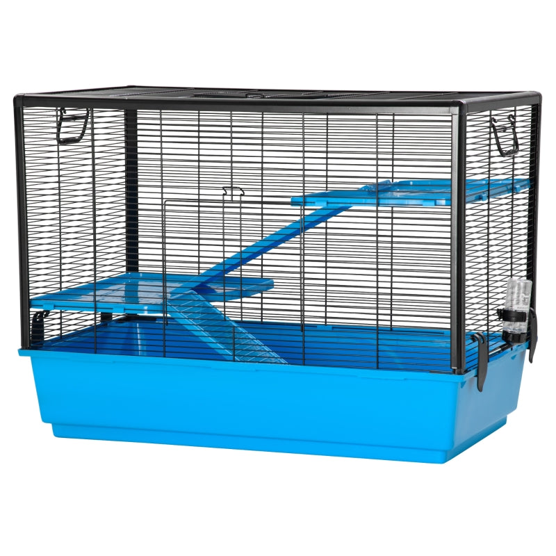 PawHut Indoor Small Animal Cage Habitat for Guinea Pigs Hamsters Chinchillas With Accessories, 80x48x58 cm, Light Blue