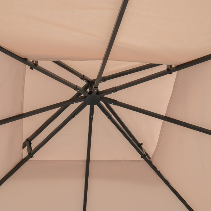 Outsunny 3 x 3(m) Canopy Top Cover for Double Tier Gazebo, Gazebo Replacement Pavilion Roof, Deep Beige (TOP ONLY)