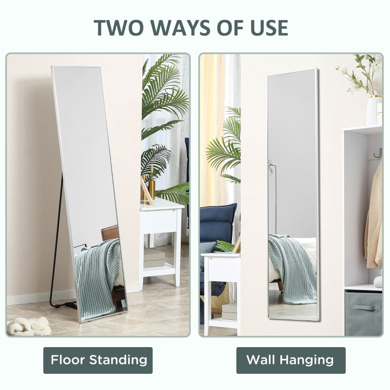 HOMCOM Full Length Mirror Wall-Mounted, 160 x 40 cm Freestanding Rectangle Dressing Mirror for Bedroom, Living Room, Black Frame