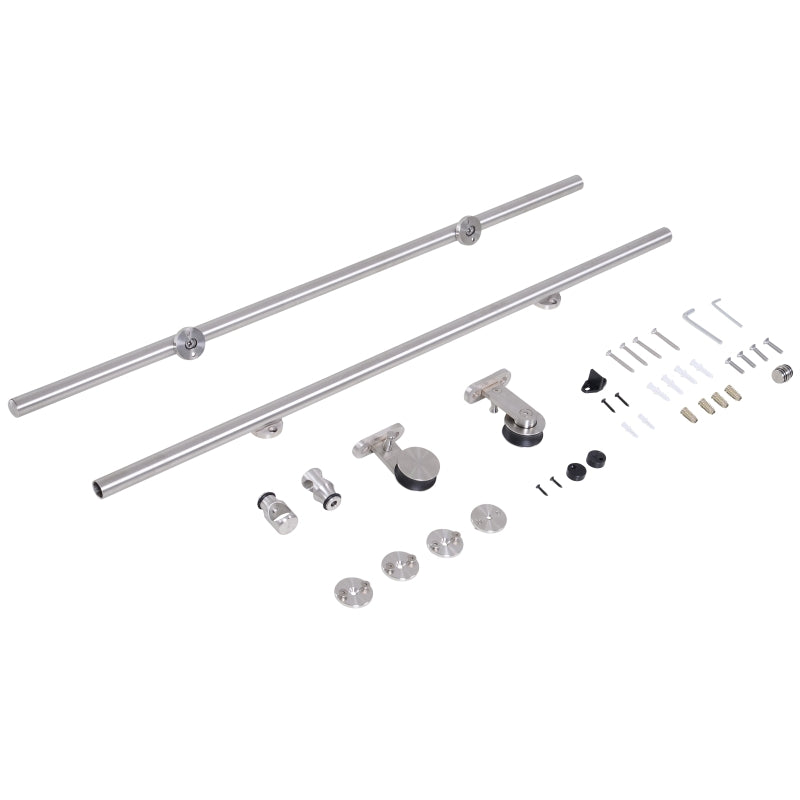 HOMCOM 35-45mm Track Stainless Steel Sliding Door Kit Silver