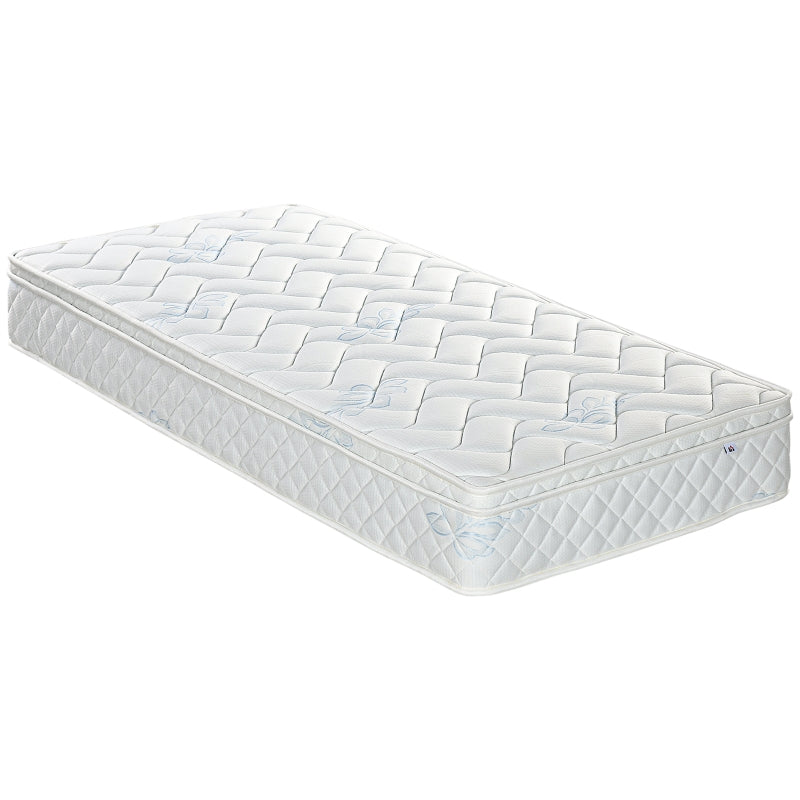 HOMCOM Single Mattress, Pocket Sprung Mattress in a Box with Breathable Foam and Individually Wrapped Spring, 190cmx90cmx22.5cm, White