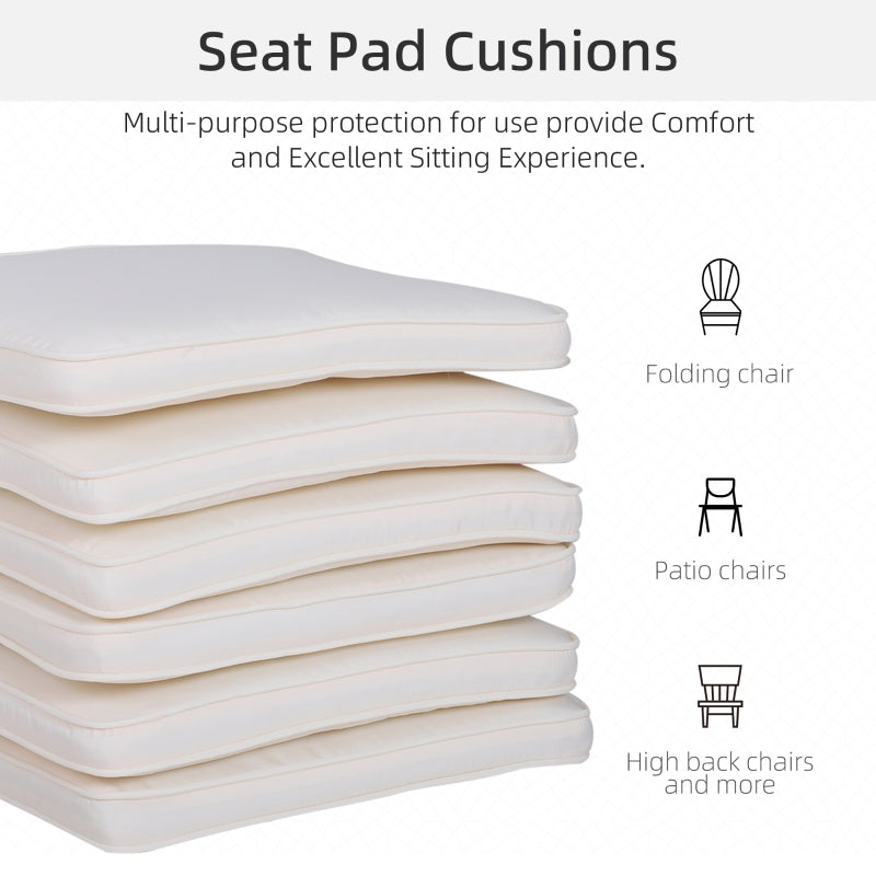 Outsunny Set of 6 Chair Cushion Seat Pads Dining Chair w/ Straps Indoor Outdoor Removable Tie On Garden Patio Cream White