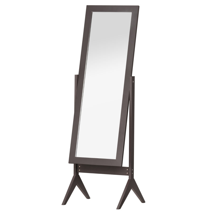 HOMCOM Freestanding Dressing Mirror Bedroom Tall Adjustable Angle 148x47cm Brown