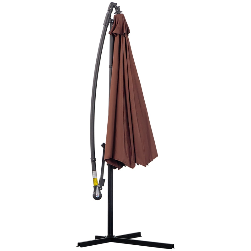 Outsunny 3 m Hanging Umbrella Parasol-Coffee