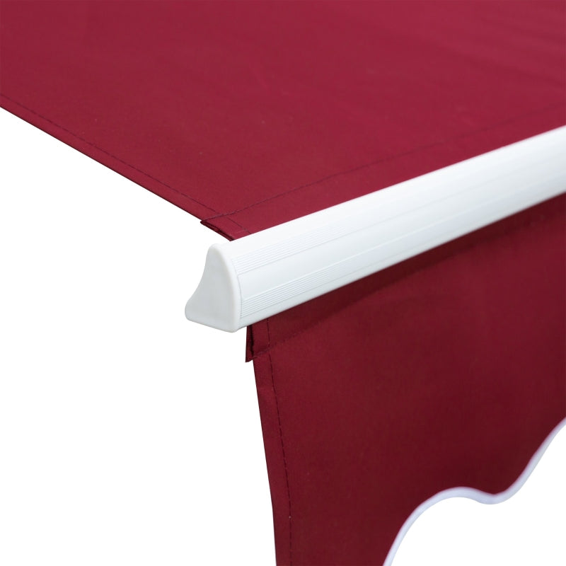 Outsunny 3.5M x 2.5M Garden Patio Manual Awning Canopy Sun Shade Shelter Retractable Winding Handle Wine Red