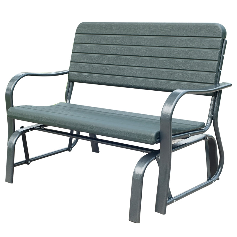 Outsunny Garden Double Glider Bench HDPE Metal 2 Seater Swing Chair Porch Outdoor Patio Rocker